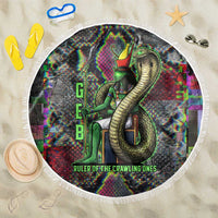 Geb Ancient Egyptian Beach Blanket with Serpent Throne and Snake Skin Texture Egyptian Earth God Tribute - Wonder Print Shop
