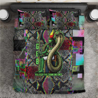 Geb Ancient Egyptian Bedding Set with Serpent Throne and Snake Skin Texture Egyptian Earth God Tribute - Wonder Print Shop