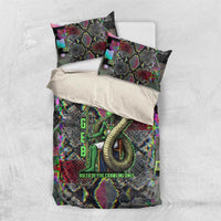 Geb Ancient Egyptian Bedding Set with Serpent Throne and Snake Skin Texture Egyptian Earth God Tribute - Wonder Print Shop