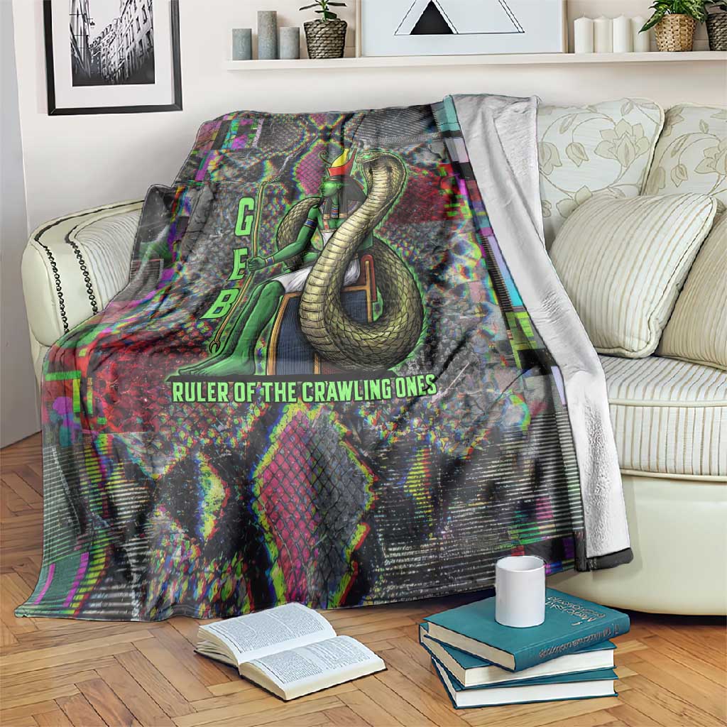 Geb Ancient Egyptian Blanket with Serpent Throne and Snake Skin Texture Egyptian Earth God Tribute - Wonder Print Shop