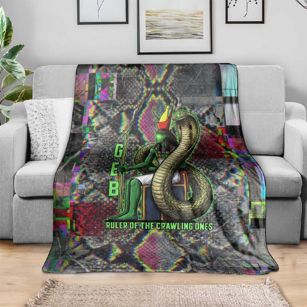 Geb Ancient Egyptian Blanket with Serpent Throne and Snake Skin Texture Egyptian Earth God Tribute - Wonder Print Shop