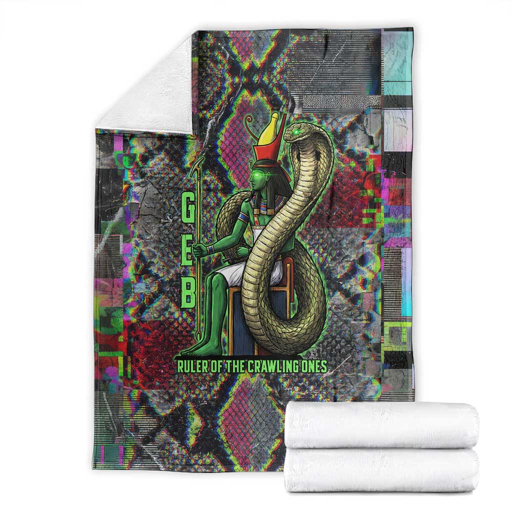 Geb Ancient Egyptian Blanket with Serpent Throne and Snake Skin Texture Egyptian Earth God Tribute - Wonder Print Shop