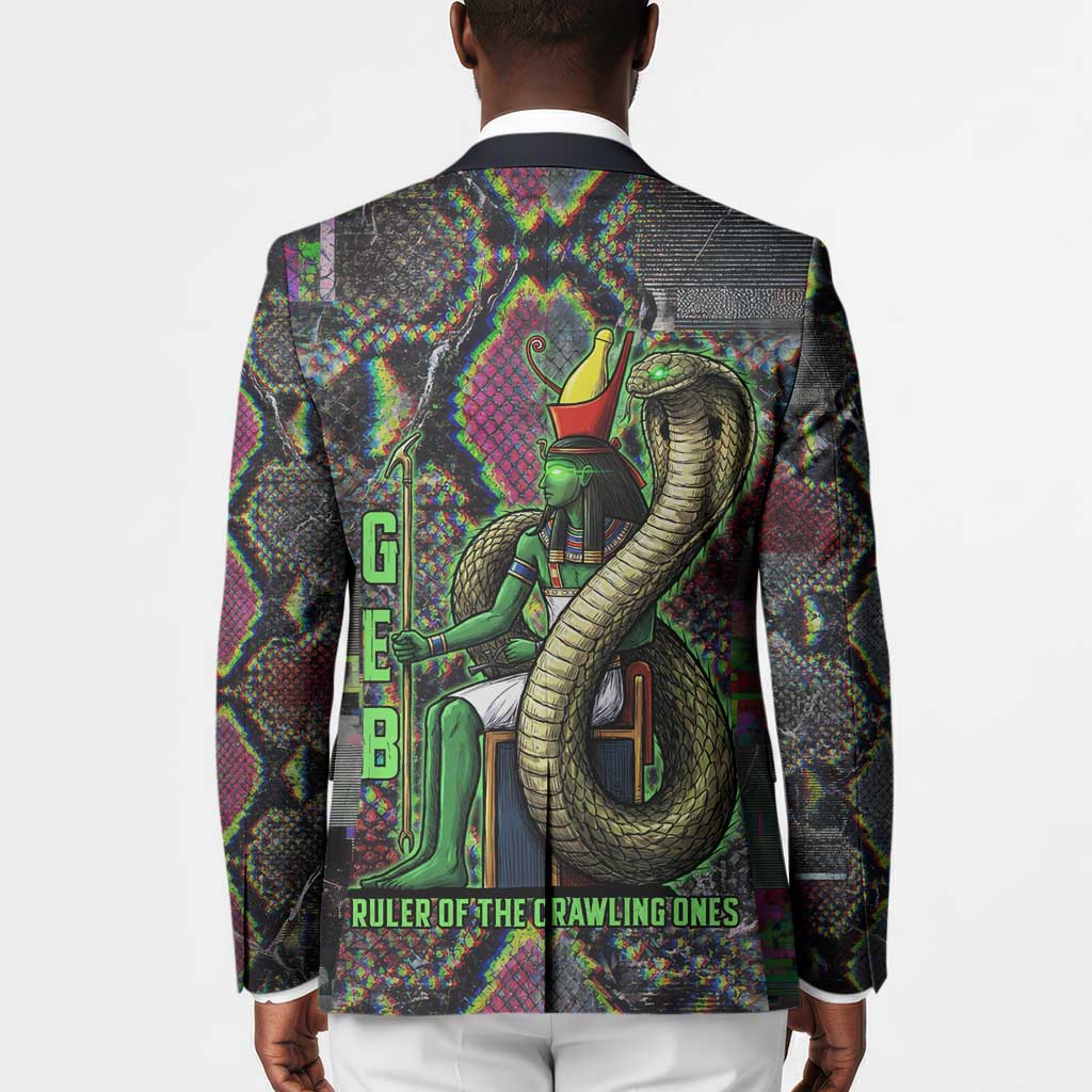 Geb Ancient Egyptian Blazer with Serpent Throne and Snake Skin Texture Egyptian Earth God Tribute - Wonder Print Shop
