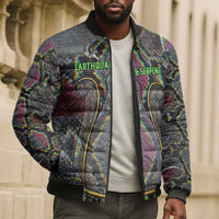 Geb Ancient Egyptian Bomber Puffer Jacket with Serpent Throne and Snake Skin Texture Egyptian Earth God Tribute - Wonder Print Shop