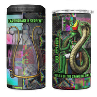 Geb Ancient Egyptian 4 in 1 Can Cooler Tumbler with Serpent Throne and Snake Skin Texture Egyptian Earth God Tribute - Wonder Print Shop