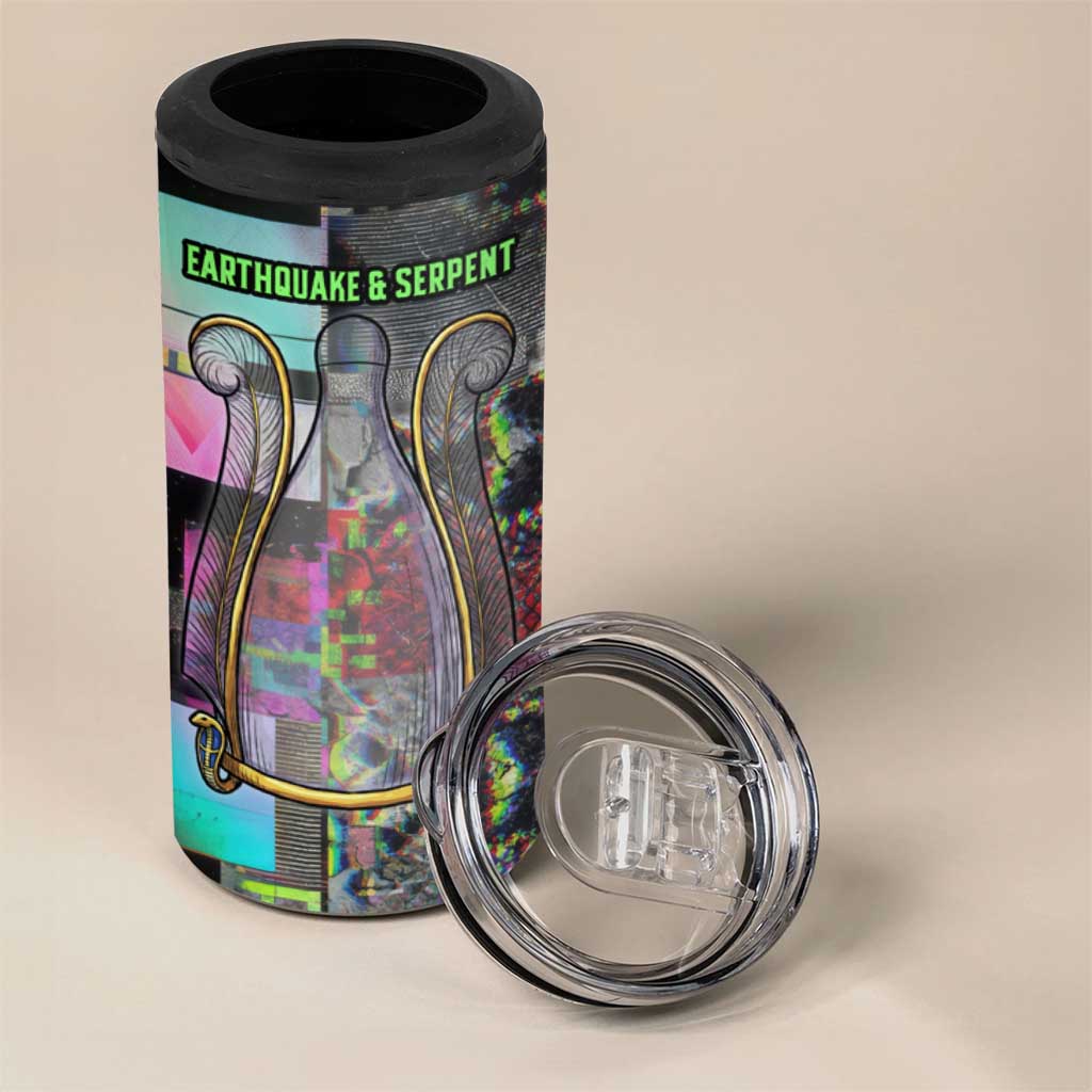 Geb Ancient Egyptian 4 in 1 Can Cooler Tumbler with Serpent Throne and Snake Skin Texture Egyptian Earth God Tribute - Wonder Print Shop