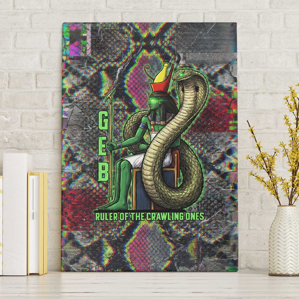Geb Ancient Egyptian Canvas Wall Art with Serpent Throne and Snake Skin Texture Egyptian Earth God Tribute - Wonder Print Shop