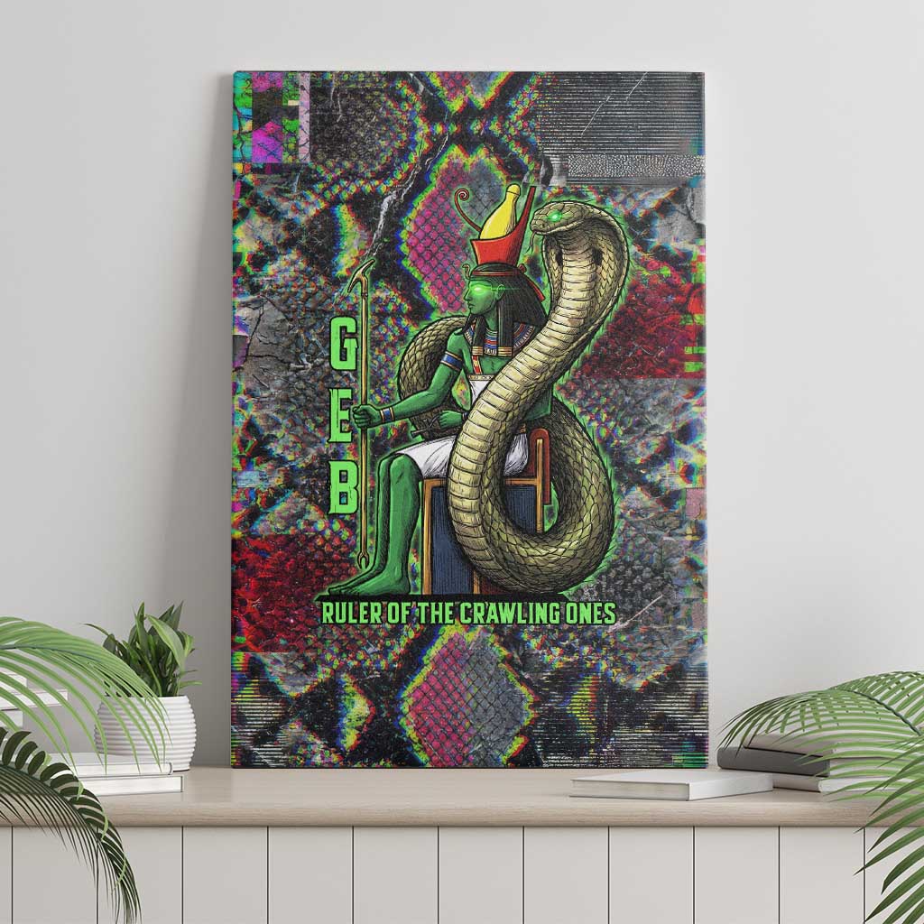Geb Ancient Egyptian Canvas Wall Art with Serpent Throne and Snake Skin Texture Egyptian Earth God Tribute - Wonder Print Shop