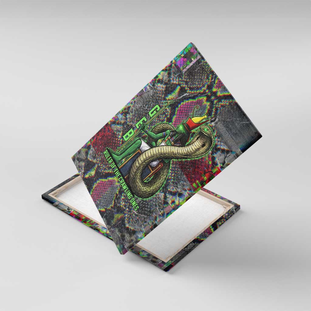 Geb Ancient Egyptian Canvas Wall Art with Serpent Throne and Snake Skin Texture Egyptian Earth God Tribute - Wonder Print Shop