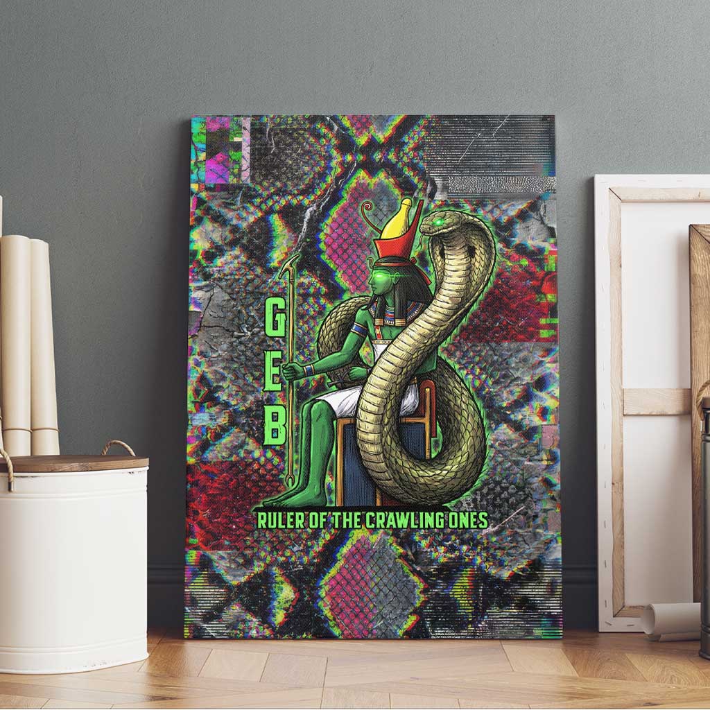 Geb Ancient Egyptian Canvas Wall Art with Serpent Throne and Snake Skin Texture Egyptian Earth God Tribute - Wonder Print Shop