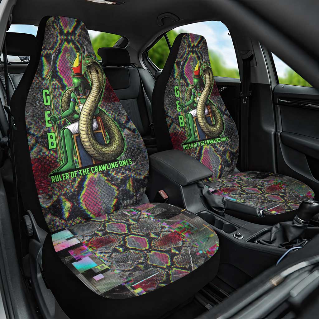 Geb Ancient Egyptian Car Seat Cover with Serpent Throne and Snake Skin Texture Egyptian Earth God Tribute - Wonder Print Shop