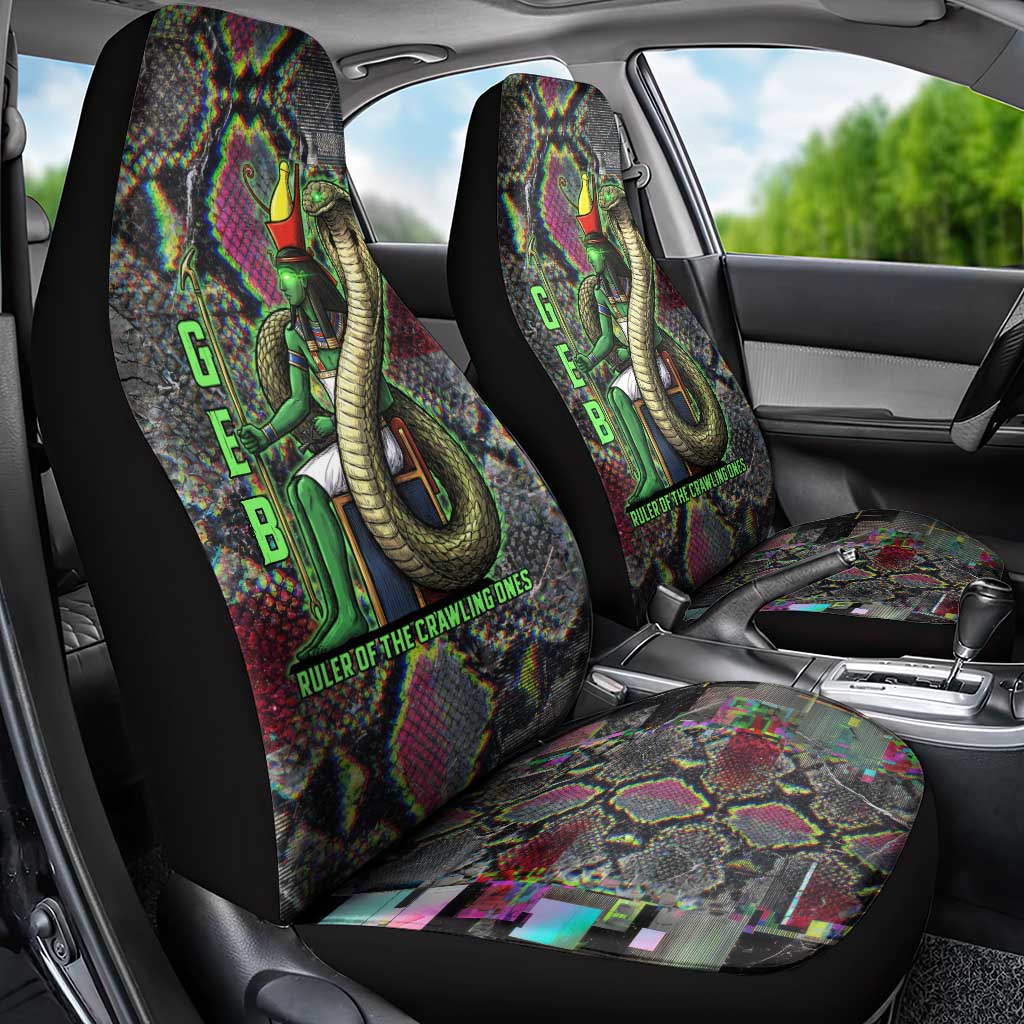 Geb Ancient Egyptian Car Seat Cover with Serpent Throne and Snake Skin Texture Egyptian Earth God Tribute - Wonder Print Shop