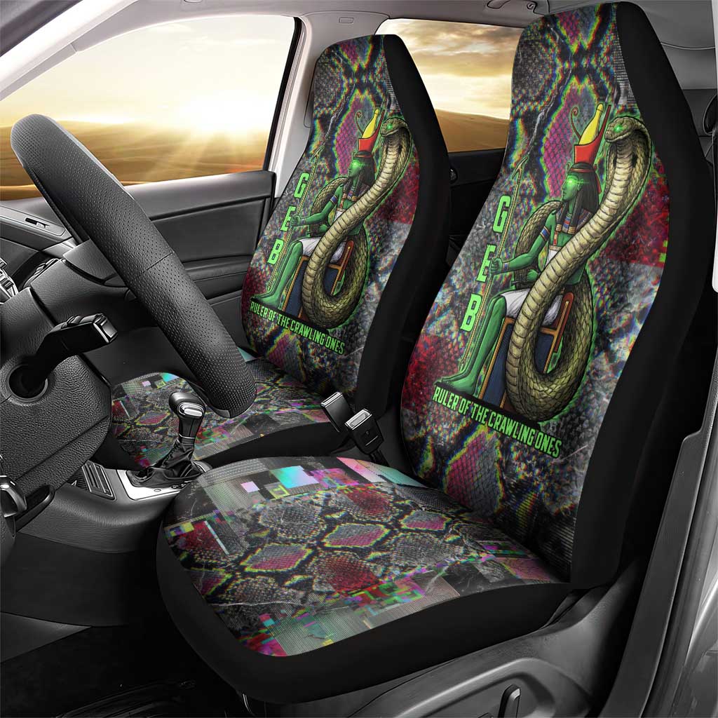 Geb Ancient Egyptian Car Seat Cover with Serpent Throne and Snake Skin Texture Egyptian Earth God Tribute - Wonder Print Shop