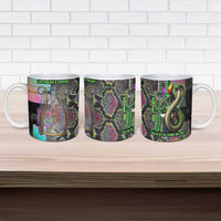 Geb Ancient Egyptian Ceramic Mug with Serpent Throne and Snake Skin Texture Egyptian Earth God Tribute - Wonder Print Shop