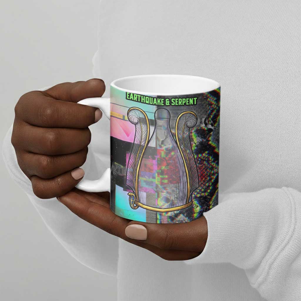 Geb Ancient Egyptian Ceramic Mug with Serpent Throne and Snake Skin Texture Egyptian Earth God Tribute - Wonder Print Shop