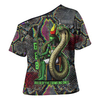 Geb Ancient Egyptian Cross Shoulder Shirt with Serpent Throne and Snake Skin Texture Egyptian Earth God Tribute - Wonder Print Shop