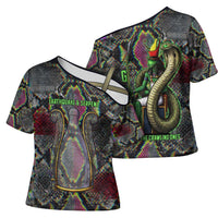 Geb Ancient Egyptian Cross Shoulder Shirt with Serpent Throne and Snake Skin Texture Egyptian Earth God Tribute - Wonder Print Shop
