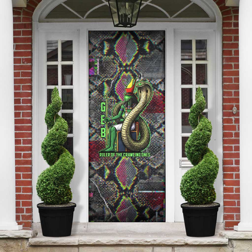 Geb Ancient Egyptian Door Cover with Serpent Throne and Snake Skin Texture Egyptian Earth God Tribute - Wonder Print Shop