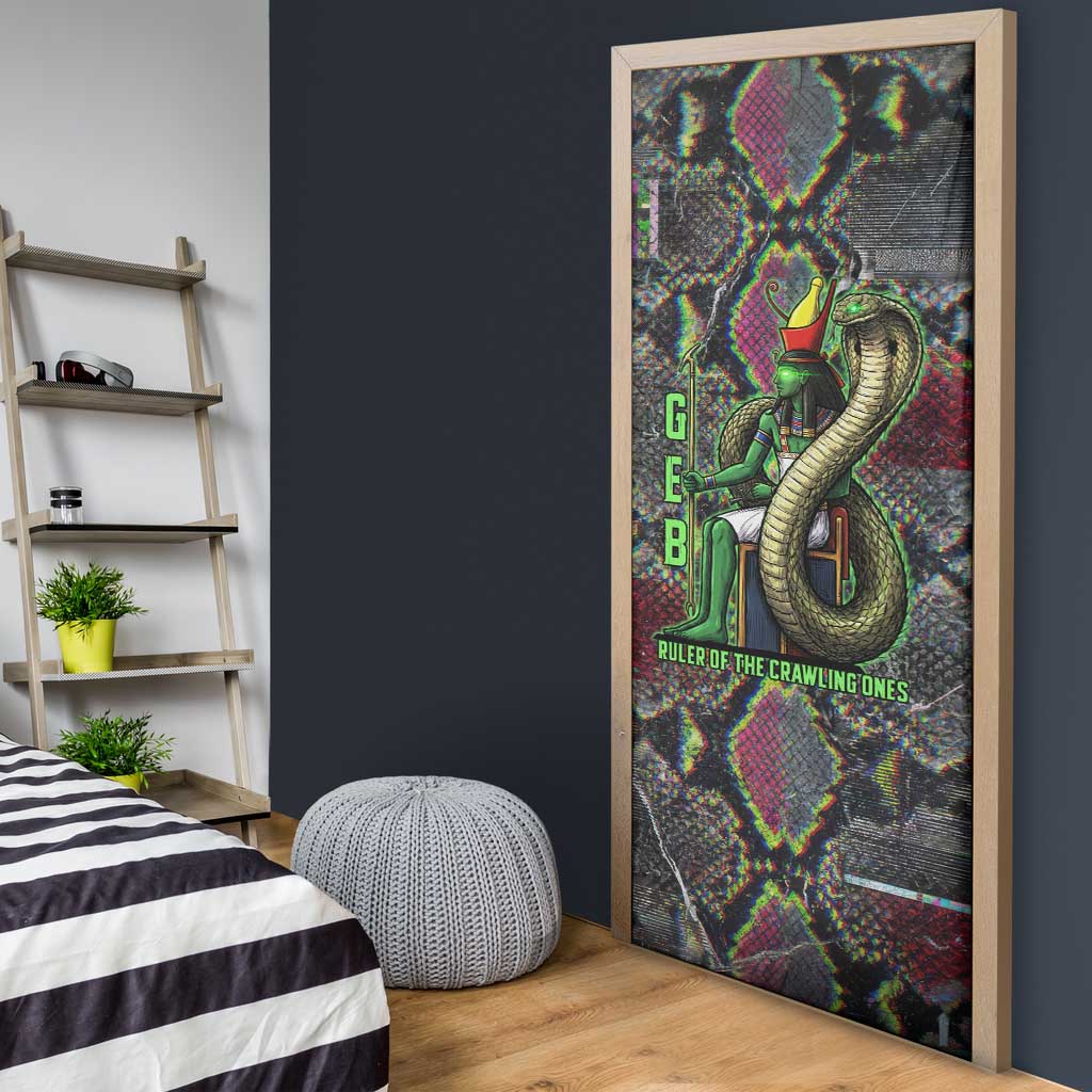 Geb Ancient Egyptian Door Cover with Serpent Throne and Snake Skin Texture Egyptian Earth God Tribute - Wonder Print Shop