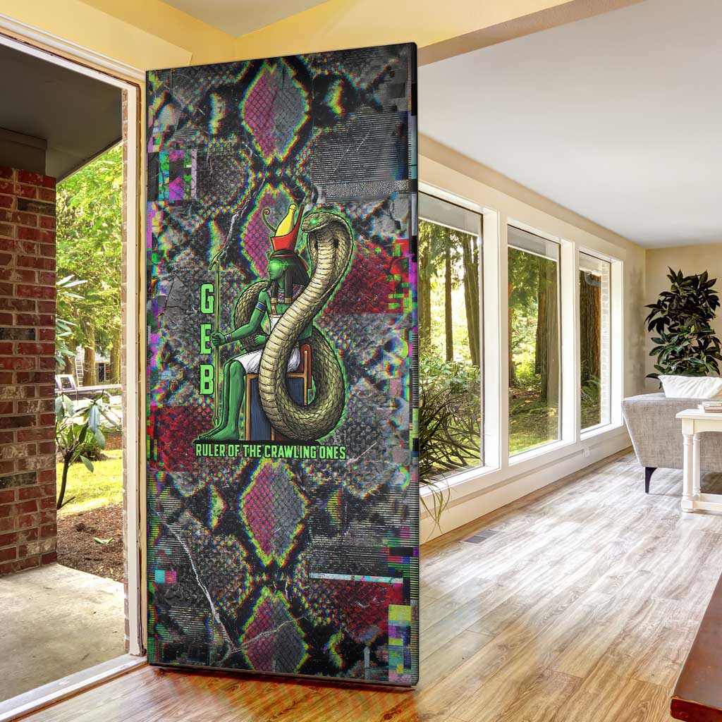 Geb Ancient Egyptian Door Cover with Serpent Throne and Snake Skin Texture Egyptian Earth God Tribute - Wonder Print Shop