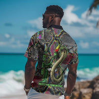 Geb Ancient Egyptian Hawaiian Shirt with Serpent Throne and Snake Skin Texture Egyptian Earth God Tribute - Wonder Print Shop