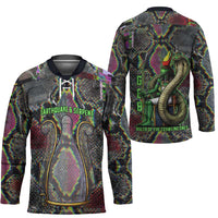 Geb Ancient Egyptian Hockey Jersey with Serpent Throne and Snake Skin Texture Egyptian Earth God Tribute - Wonder Print Shop