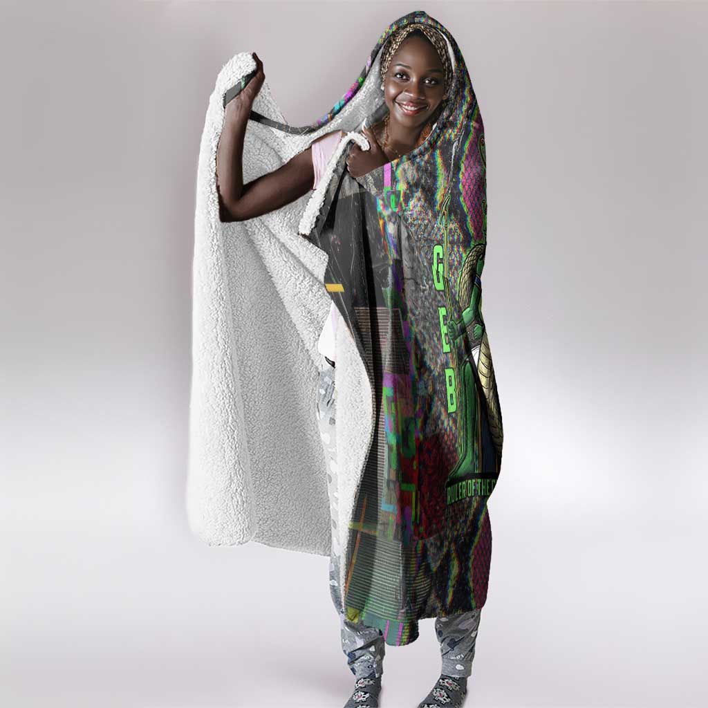 Geb Ancient Egyptian Hooded Blanket with Serpent Throne and Snake Skin Texture Egyptian Earth God Tribute - Wonder Print Shop