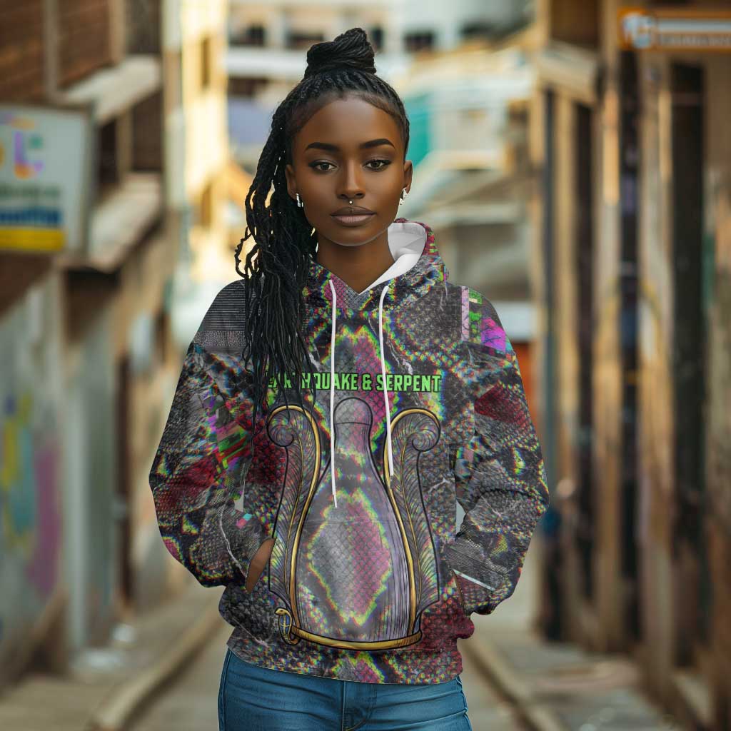 Geb Ancient Egyptian Hoodie with Serpent Throne and Snake Skin Texture Egyptian Earth God Tribute - Wonder Print Shop