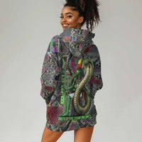 Geb Ancient Egyptian Hoodie Dress with Serpent Throne and Snake Skin Texture Egyptian Earth God Tribute - Wonder Print Shop