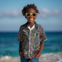 Geb Ancient Egyptian Kid Hawaiian Shirt with Serpent Throne and Snake Skin Texture Egyptian Earth God Tribute - Wonder Print Shop