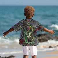 Geb Ancient Egyptian Kid Hawaiian Shirt with Serpent Throne and Snake Skin Texture Egyptian Earth God Tribute - Wonder Print Shop