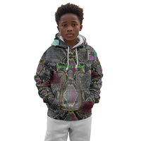 Geb Ancient Egyptian Kid Hoodie with Serpent Throne and Snake Skin Texture Egyptian Earth God Tribute - Wonder Print Shop