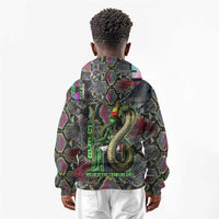 Geb Ancient Egyptian Kid Hoodie with Serpent Throne and Snake Skin Texture Egyptian Earth God Tribute - Wonder Print Shop