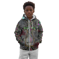 Geb Ancient Egyptian Kid Hoodie with Serpent Throne and Snake Skin Texture Egyptian Earth God Tribute - Wonder Print Shop