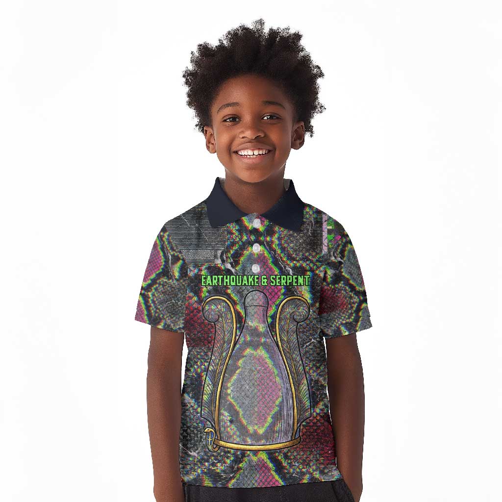 Geb Ancient Egyptian Kid Polo Shirt with Serpent Throne and Snake Skin Texture Egyptian Earth God Tribute - Wonder Print Shop