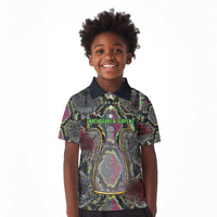 Geb Ancient Egyptian Kid Polo Shirt with Serpent Throne and Snake Skin Texture Egyptian Earth God Tribute - Wonder Print Shop