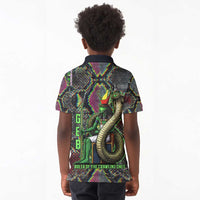 Geb Ancient Egyptian Kid Polo Shirt with Serpent Throne and Snake Skin Texture Egyptian Earth God Tribute - Wonder Print Shop
