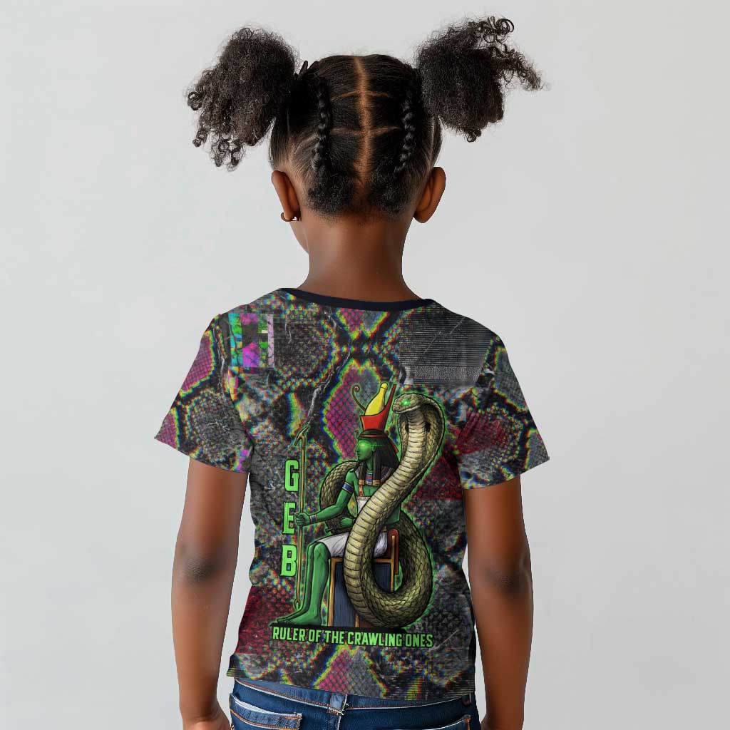 Geb Ancient Egyptian Kid T shirt with Serpent Throne and Snake Skin Texture Egyptian Earth God Tribute - Wonder Print Shop
