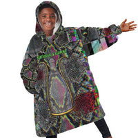Geb Ancient Egyptian Kid Wearable Blanket Hoodie with Serpent Throne and Snake Skin Texture Egyptian Earth God Tribute - Wonder Print Shop