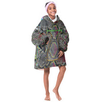 Geb Ancient Egyptian Kid Wearable Blanket Hoodie with Serpent Throne and Snake Skin Texture Egyptian Earth God Tribute - Wonder Print Shop