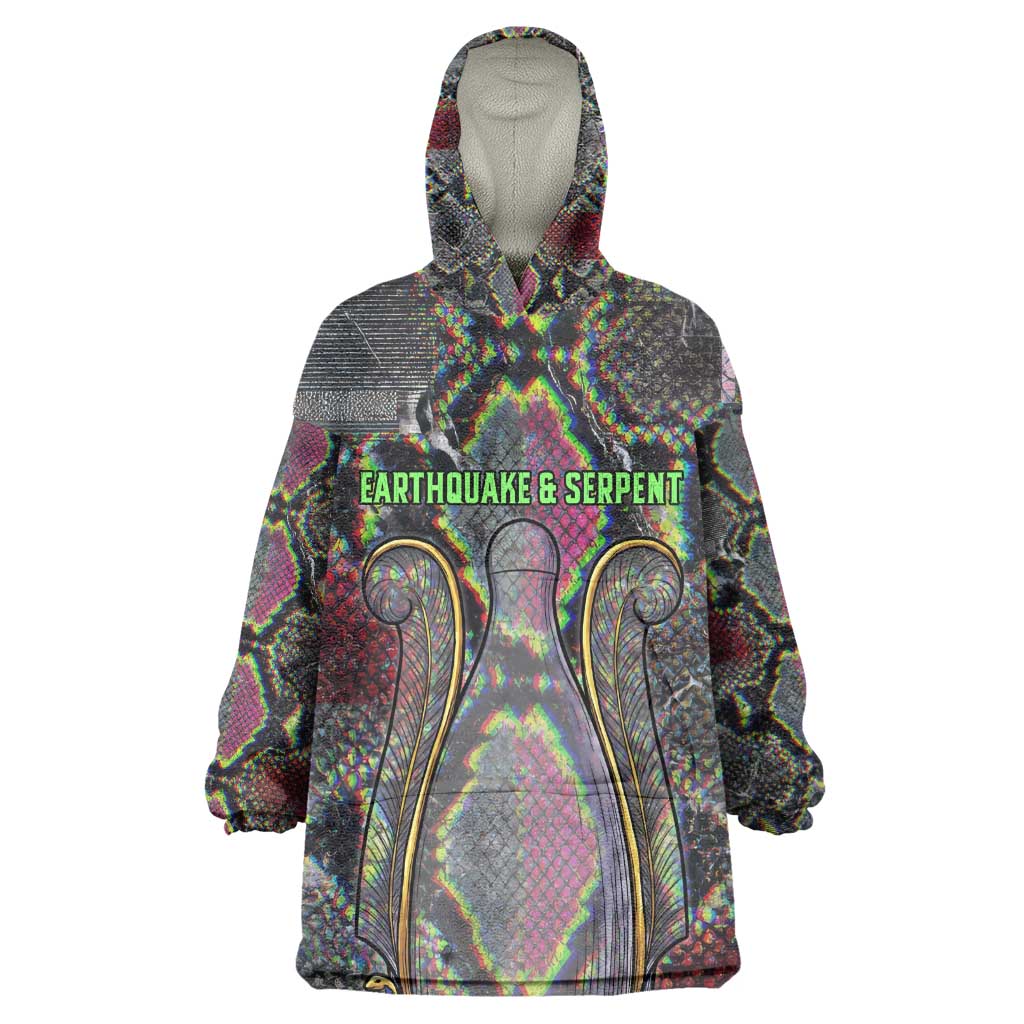 Geb Ancient Egyptian Kid Wearable Blanket Hoodie with Serpent Throne and Snake Skin Texture Egyptian Earth God Tribute - Wonder Print Shop
