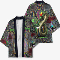 Geb Ancient Egyptian Kimono with Serpent Throne and Snake Skin Texture Egyptian Earth God Tribute - Wonder Print Shop