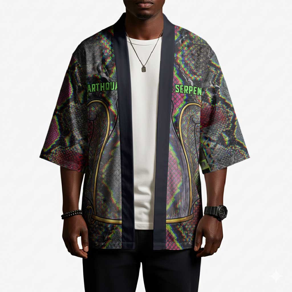 Geb Ancient Egyptian Kimono with Serpent Throne and Snake Skin Texture Egyptian Earth God Tribute - Wonder Print Shop