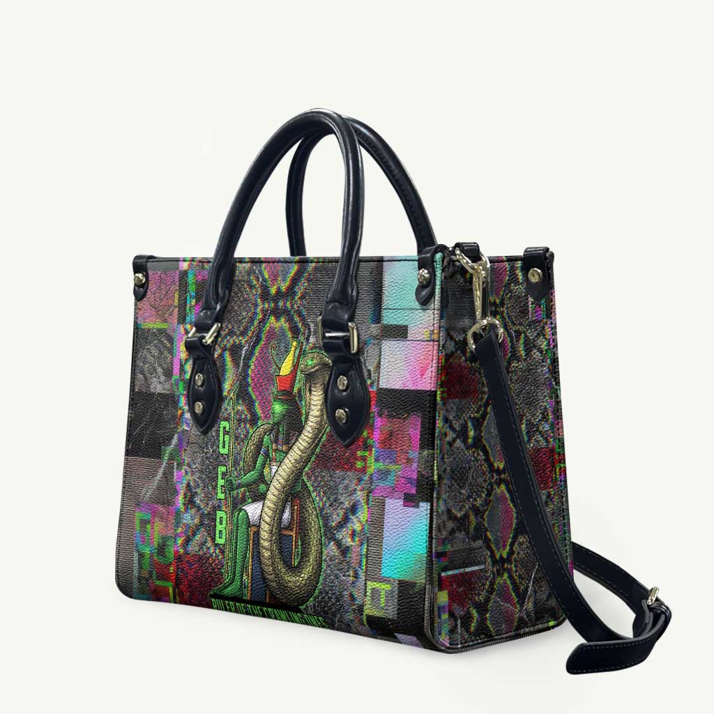 Geb Ancient Egyptian Leather Bag with Serpent Throne and Snake Skin Texture Egyptian Earth God Tribute - Wonder Print Shop