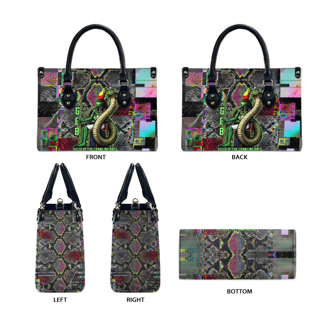 Geb Ancient Egyptian Leather Bag with Serpent Throne and Snake Skin Texture Egyptian Earth God Tribute - Wonder Print Shop