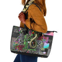 Geb Ancient Egyptian Leather Tote Bag with Serpent Throne and Snake Skin Texture Egyptian Earth God Tribute - Wonder Print Shop
