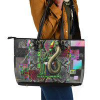 Geb Ancient Egyptian Leather Tote Bag with Serpent Throne and Snake Skin Texture Egyptian Earth God Tribute - Wonder Print Shop