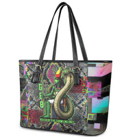 Geb Ancient Egyptian Leather Tote Bag with Serpent Throne and Snake Skin Texture Egyptian Earth God Tribute - Wonder Print Shop