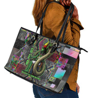 Geb Ancient Egyptian Leather Tote Bag with Serpent Throne and Snake Skin Texture Egyptian Earth God Tribute - Wonder Print Shop