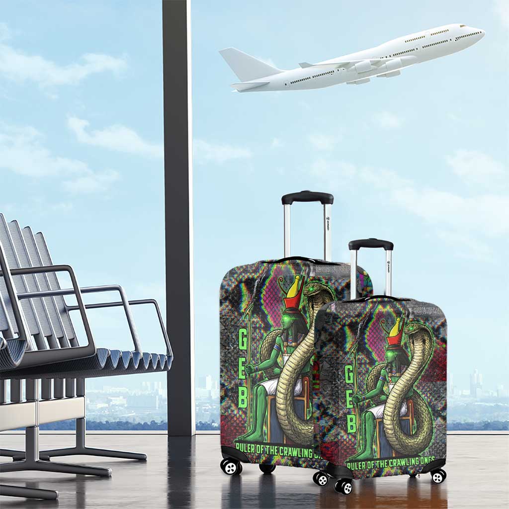 Geb Ancient Egyptian Luggage Cover with Serpent Throne and Snake Skin Texture Egyptian Earth God Tribute - Wonder Print Shop